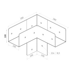 Spojka na hranol 100 x 100 mm, pozinkovaná oceľ Spojka na hranol 100 x 100 mm, pozinkovaná oceľ